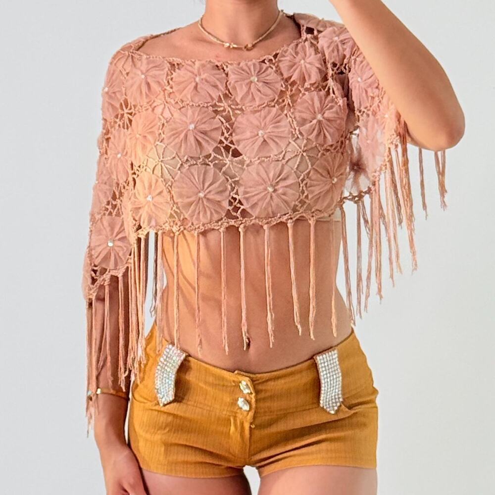 Blue Knitted Poncho